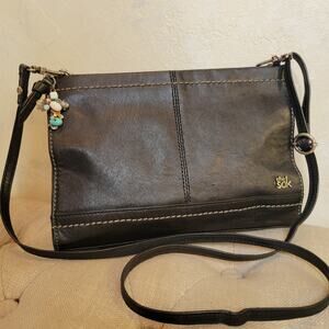THE SAK Iris Purse Black Leather 3-Way Demi Clutch Adjustable Crossbody Bag